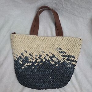 Two-Tone Woven Tote Bag